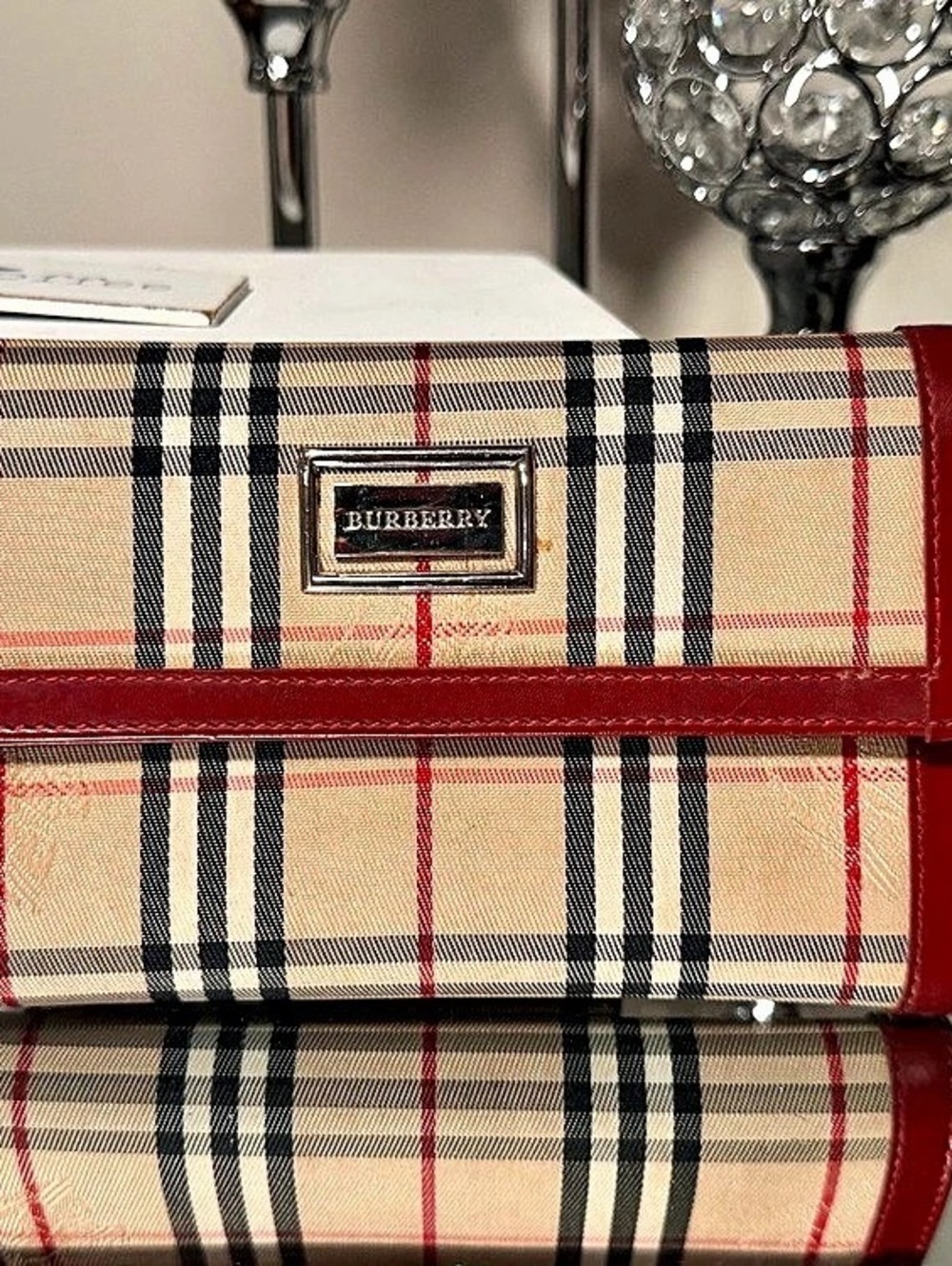 Burberry Plaid Crossbody Bag in Red & Beige